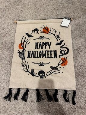 Threshold Embroidered Happy Halloween Banner with Black Tassels